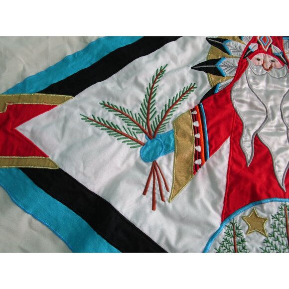 Vintage House Of Hatten Southwest Santa Applique Tree Skirt 58" Cotton Poly GUC - Picture 4 of 16